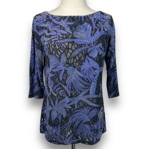 Burnout velvet floral boatneck top vintage